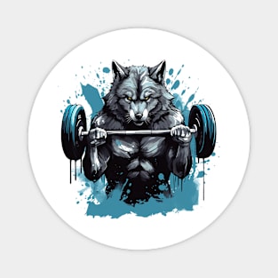 wolf lifting weight Magnet